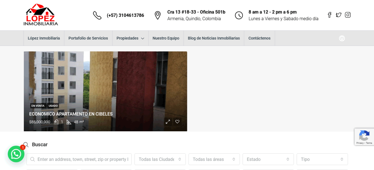 Diseño de Pagina web en Colombia Inmobiliaria lopez