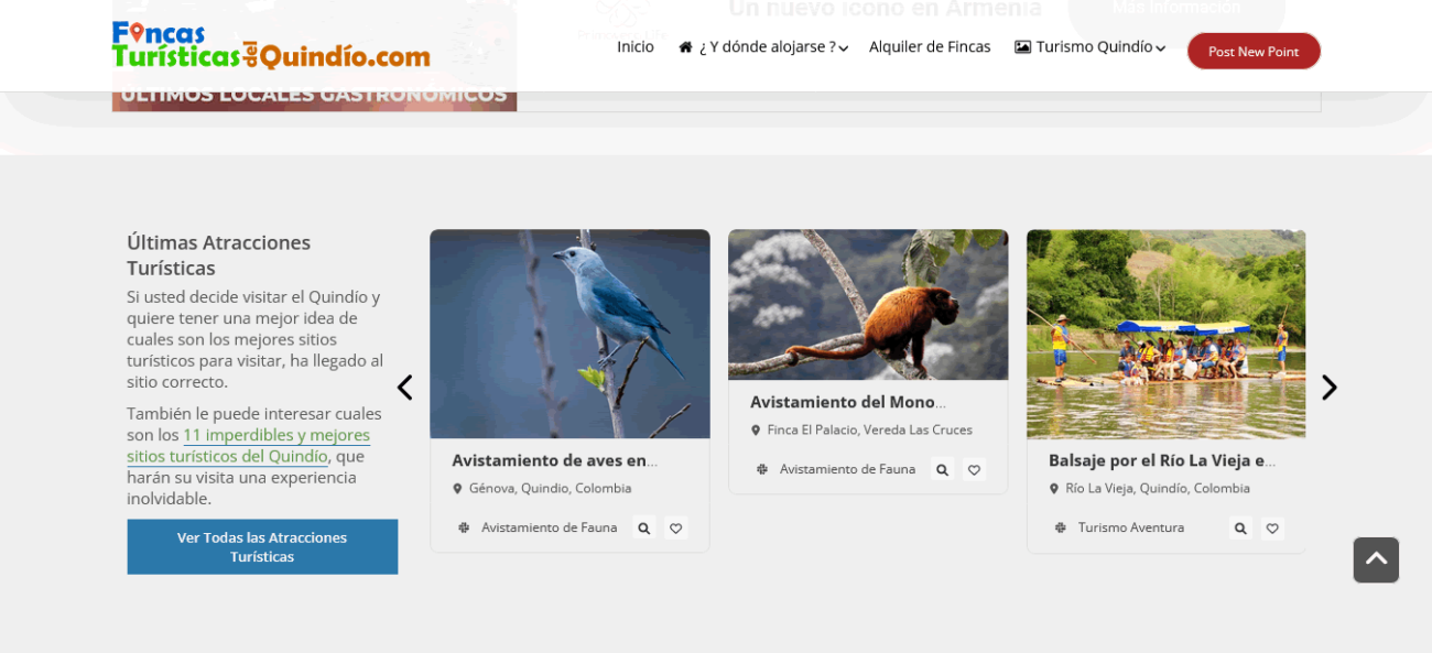 Diseño de Pagina web en Colombia fincas turísticas del Quindío